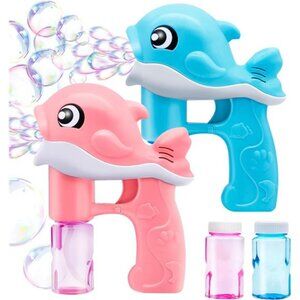 JOYIN 2 Bubble Guns Kit, Whale Automatic Bubble Maker Blower Machine with 4